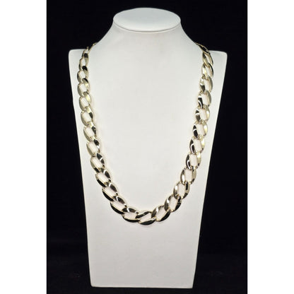 Large 14K Yellow Gold Cuban Link Chain Necklace