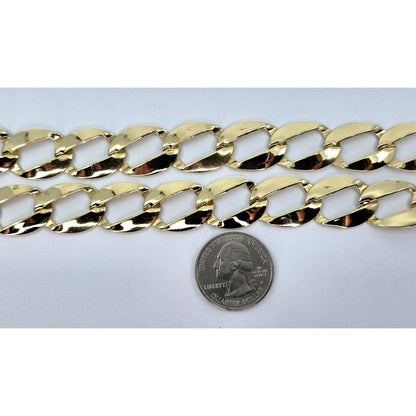 Large 14K Yellow Gold Cuban Link Chain Necklace