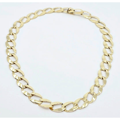 Large 14K Yellow Gold Cuban Link Chain Necklace