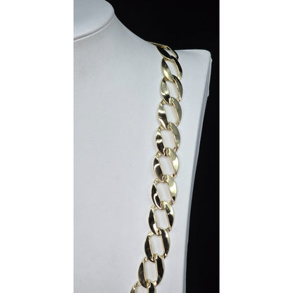 Large 14K Yellow Gold Cuban Link Chain Necklace