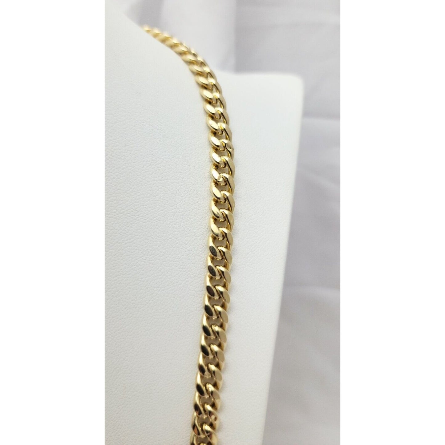 14K Solid Yellow Gold Cuban Link Chain Necklace