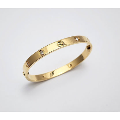 Cartier Classic Love Bracelet 4 Diamonds 18K Yellow Gold Size 17