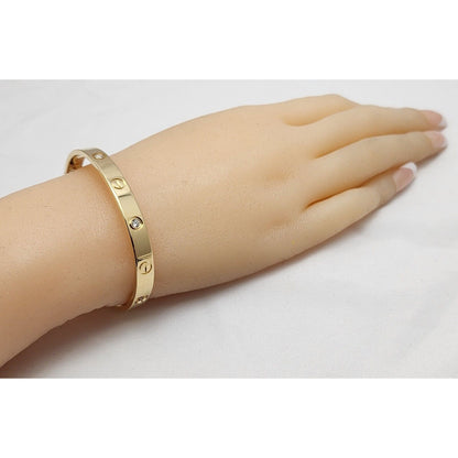 Cartier Classic Love Bracelet 4 Diamonds 18K Yellow Gold Size 17