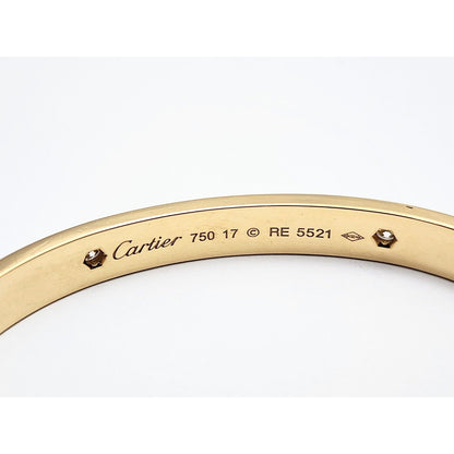 Cartier Classic Love Bracelet 4 Diamonds 18K Yellow Gold Size 17