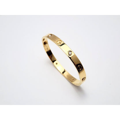 Cartier Classic Love Bracelet 4 Diamonds 18K Yellow Gold Size 17