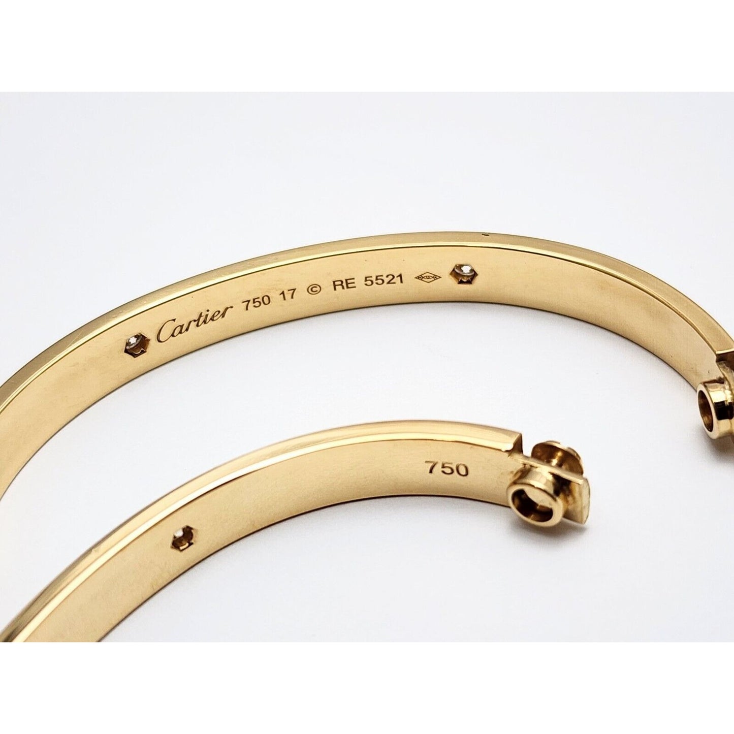 Cartier Classic Love Bracelet 4 Diamonds 18K Yellow Gold Size 17