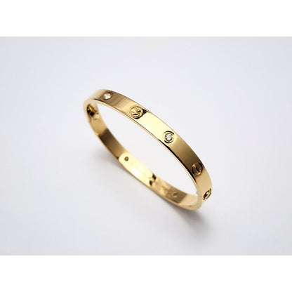 Cartier Classic Love Bracelet 4 Diamonds 18K Yellow Gold Size 17