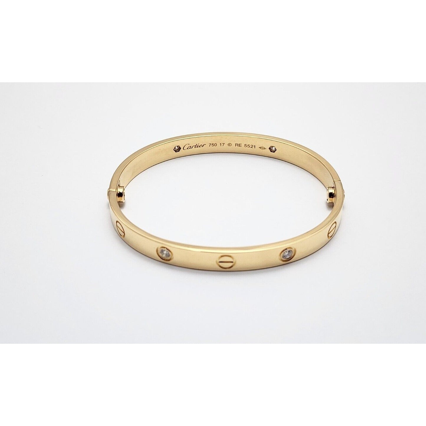 Cartier Classic Love Bracelet 4 Diamonds 18K Yellow Gold Size 17