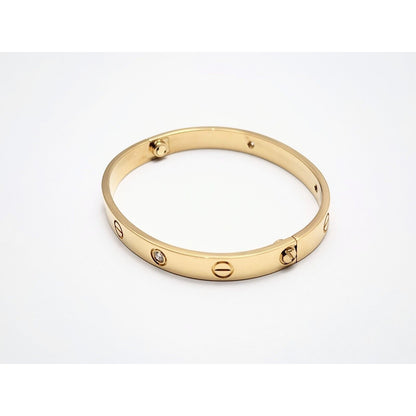 Cartier Classic Love Bracelet 4 Diamonds 18K Yellow Gold Size 17