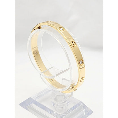 Cartier Classic Love Bracelet 4 Diamonds 18K Yellow Gold Size 17