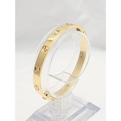 Cartier Classic Love Bracelet 4 Diamonds 18K Yellow Gold Size 17