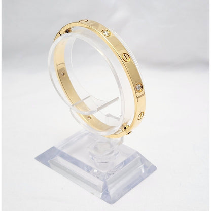 Cartier Classic Love Bracelet 4 Diamonds 18K Yellow Gold Size 17