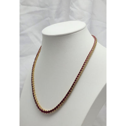 14K Yellow Gold Graduated Ruby Link Necklace