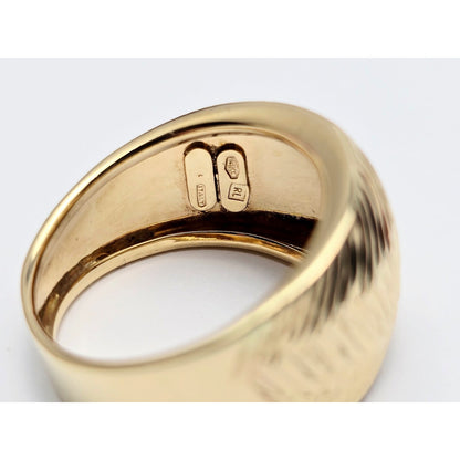 14K Yellow Gold Diamond Cut Textured Wide Band Ring