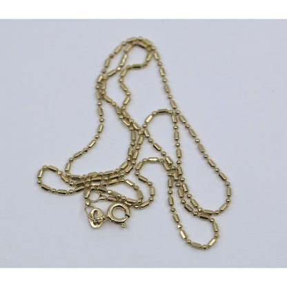 14K Yellow Gold Bar Bead and Ball Link Chain Necklace