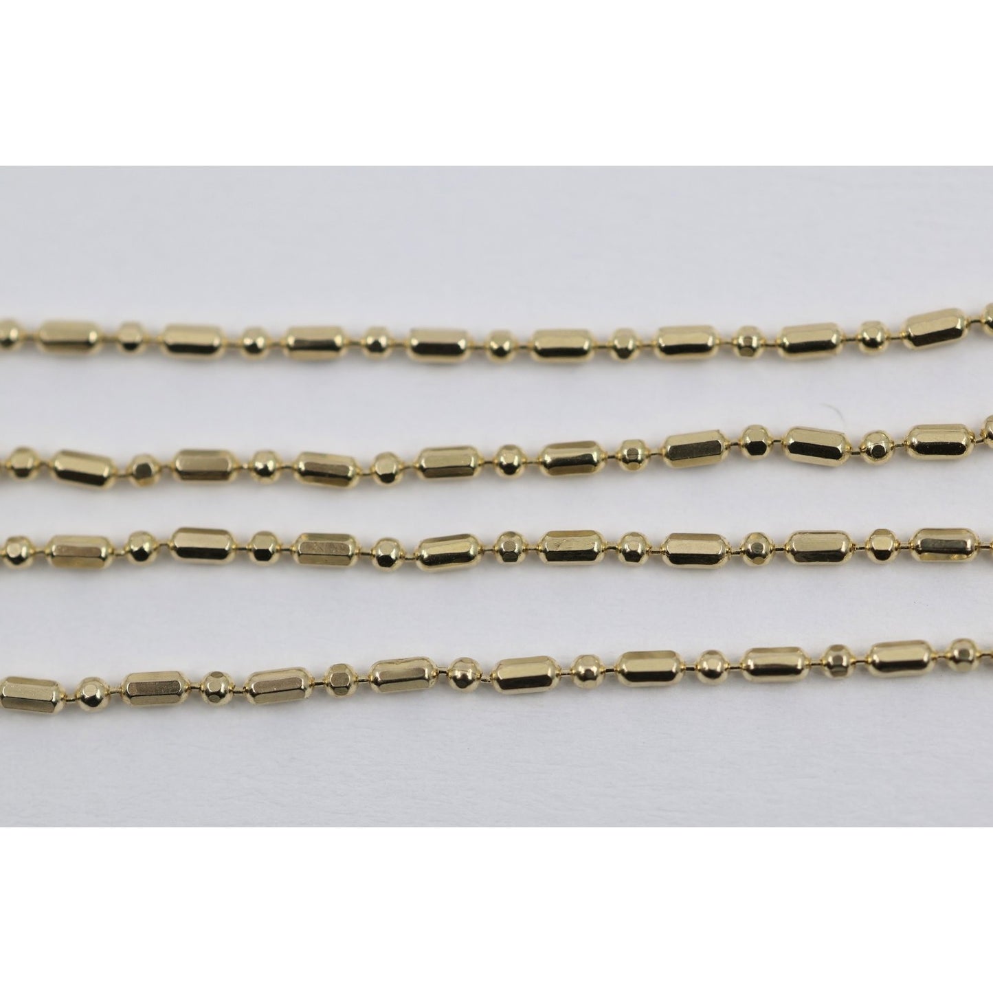 14K Yellow Gold Bar Bead and Ball Link Chain Necklace