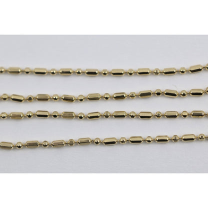 14K Yellow Gold Bar Bead and Ball Link Chain Necklace