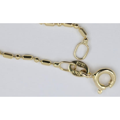 14K Yellow Gold Bar Bead and Ball Link Chain Necklace