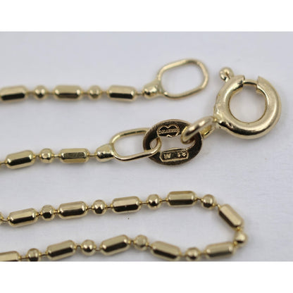 14K Yellow Gold Bar Bead and Ball Link Chain Necklace