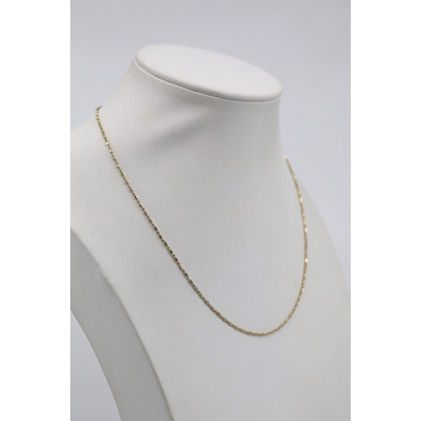 14K Yellow Gold Bar Bead and Ball Link Chain Necklace