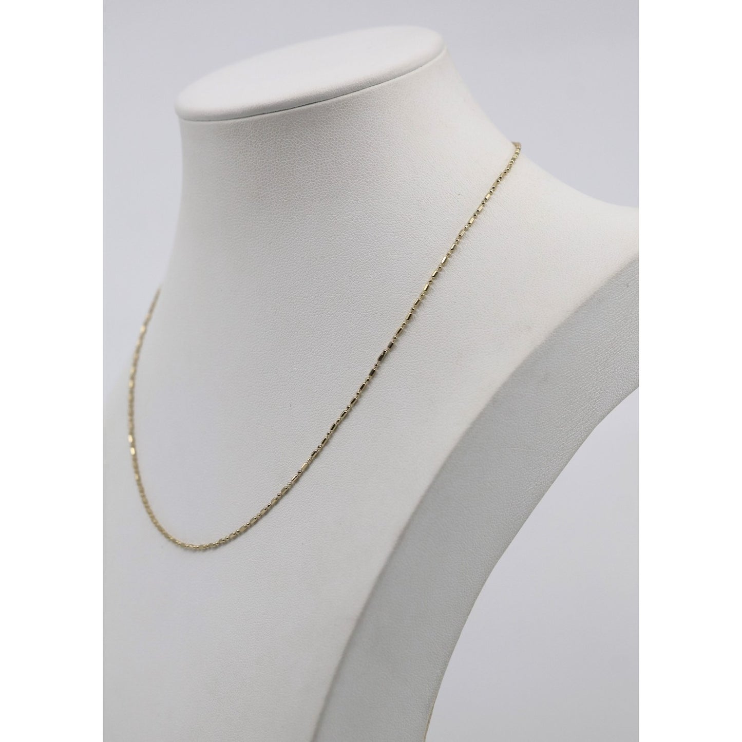 14K Yellow Gold Bar Bead and Ball Link Chain Necklace