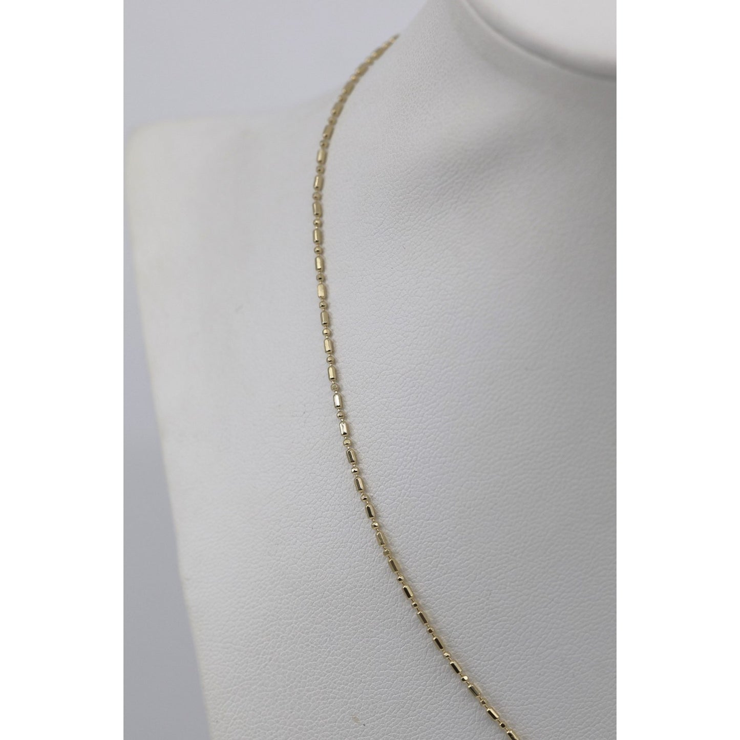 14K Yellow Gold Bar Bead and Ball Link Chain Necklace