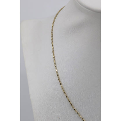 14K Yellow Gold Bar Bead and Ball Link Chain Necklace