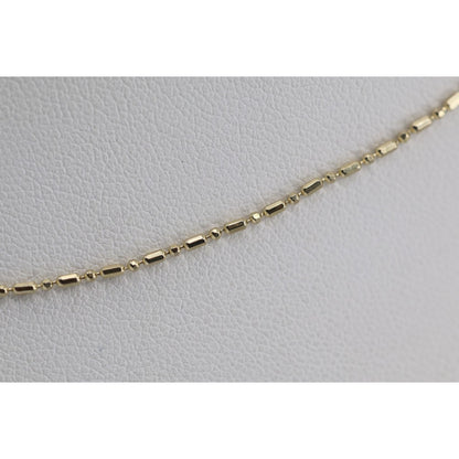 14K Yellow Gold Bar Bead and Ball Link Chain Necklace