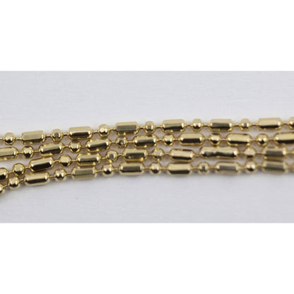 14K Yellow Gold Bar Bead and Ball Link Chain Necklace