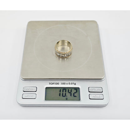 14K Two Tone Gold Raw Diamond Wide Band Ring