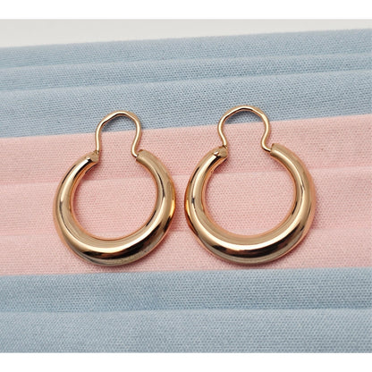 Medium 14K Rose Gold Polished Round Hinged Hoop Earrings