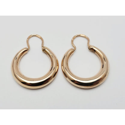 Medium 14K Rose Gold Polished Round Hinged Hoop Earrings