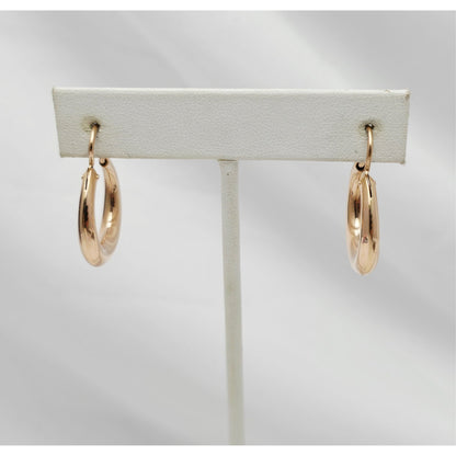 Medium 14K Rose Gold Polished Round Hinged Hoop Earrings