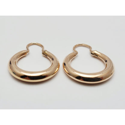 Medium 14K Rose Gold Polished Round Hinged Hoop Earrings