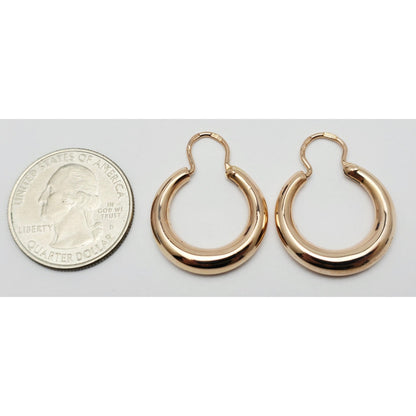 Medium 14K Rose Gold Polished Round Hinged Hoop Earrings