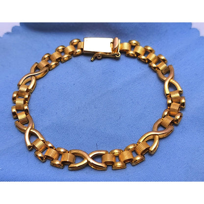 21K Yellow Gold Infinity Link Chain Bracelet