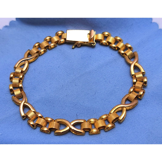 21K Yellow Gold Infinity Link Chain Bracelet
