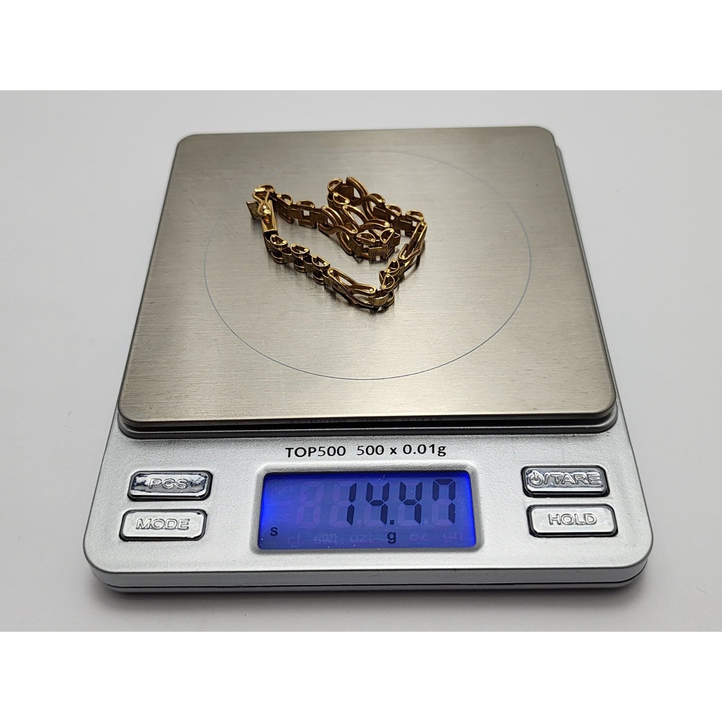 21K Yellow Gold Infinity Link Chain Bracelet