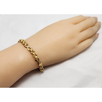 21K Yellow Gold Infinity Link Chain Bracelet
