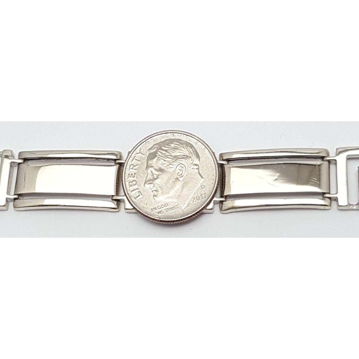 14K Solid White Gold Fancy Link Bracelet