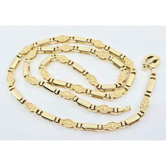 Fancy 14K Yellow Gold Custom Religious Cross Link Chain Necklace