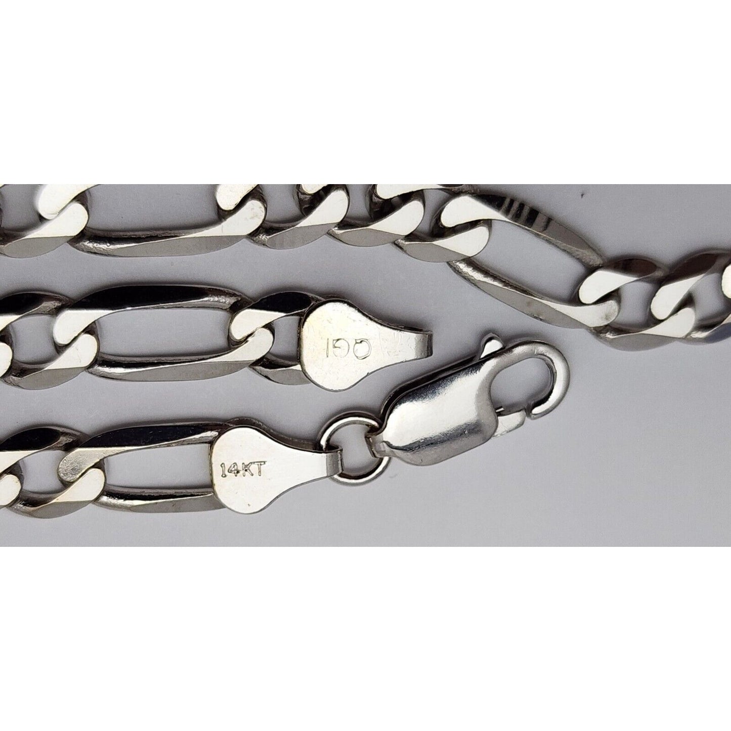 14K White Gold Figaro Link Chain Necklace