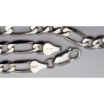 14K White Gold Figaro Link Chain Necklace