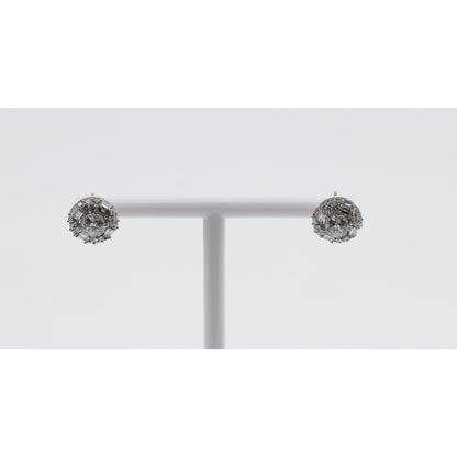 14K White Gold 2.40ctw Lab Grown Round Baguette Diamond Cluster Stud Earrings