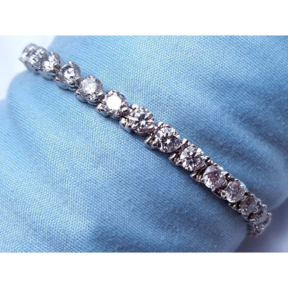 14K Solid White Gold Diamond Tennis Link Bracelet