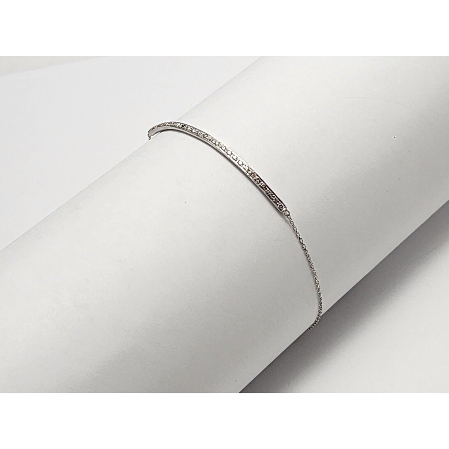 14K Solid White Gold Designer Diamond Link Bracelet