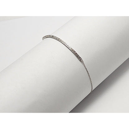 14K Solid White Gold Designer Diamond Link Bracelet