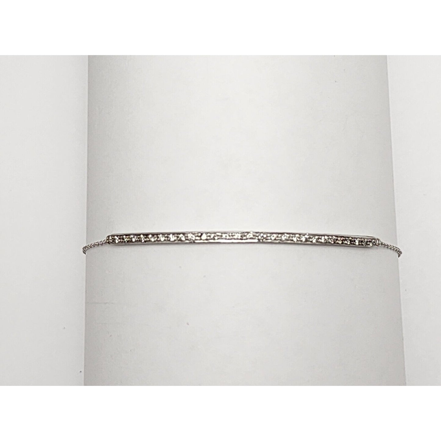 14K Solid White Gold Designer Diamond Link Bracelet