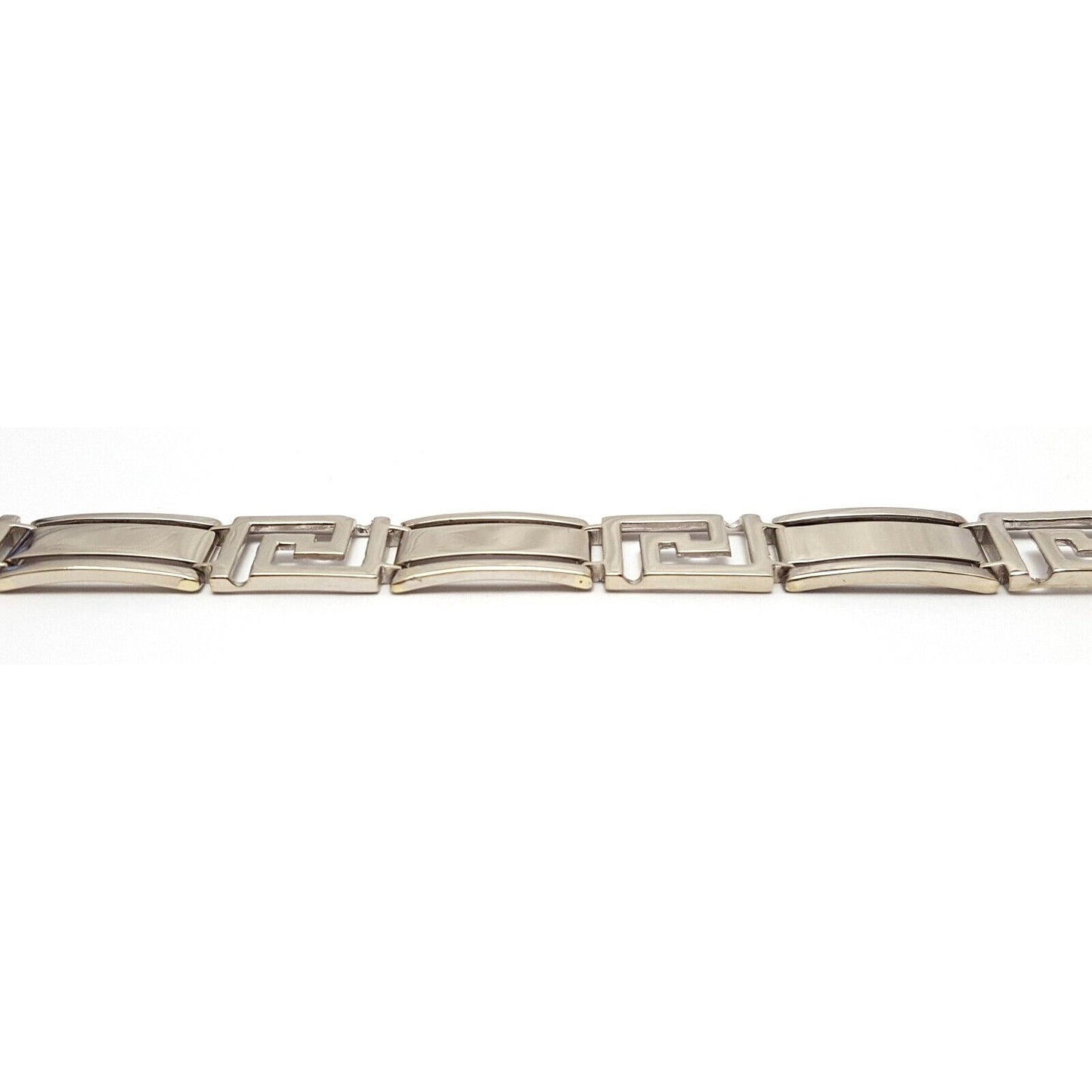 14K Solid White Gold Fancy Link Bracelet