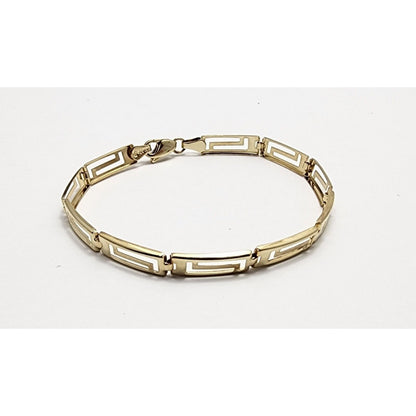 10K Yellow Gold Greek Key Link Bracelet